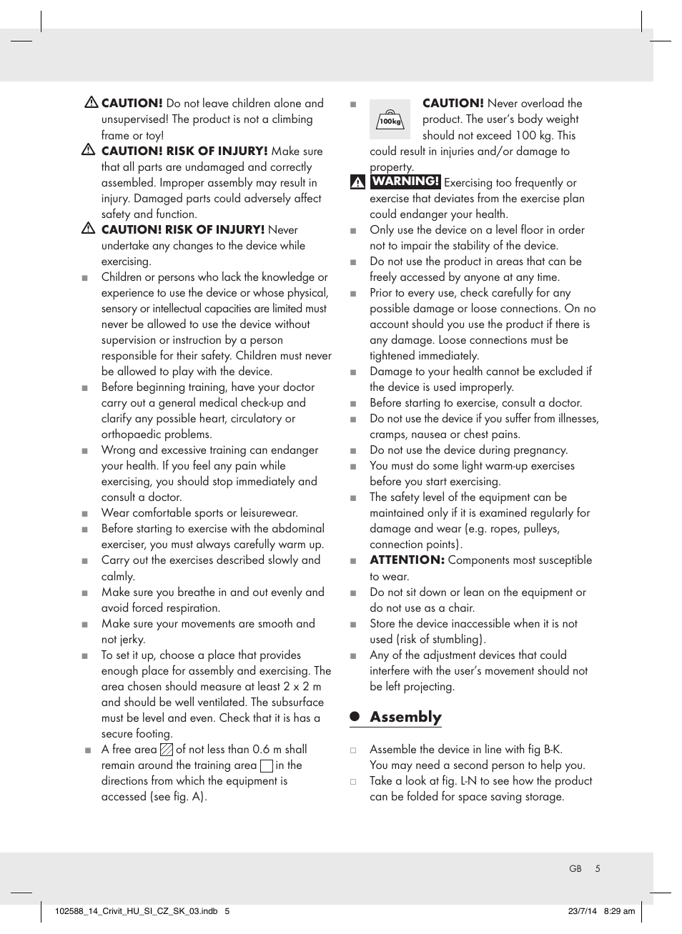 Scope of delivery, Technical data, Safety instructions | Assembly | Crivit Z31742 User Manual | Page 5 / 47
