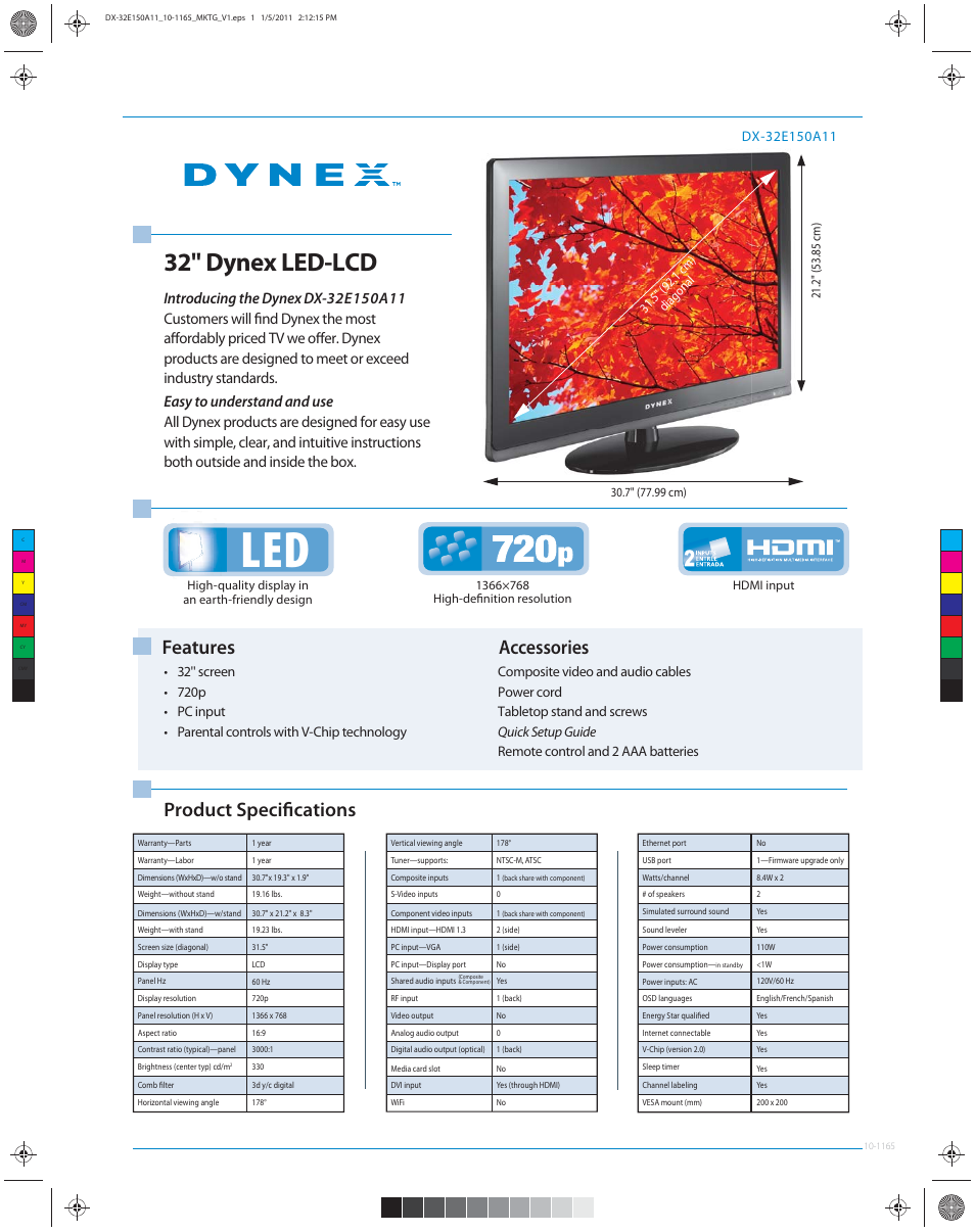 Dynex DX-32E150A11 User Manual | 1 page