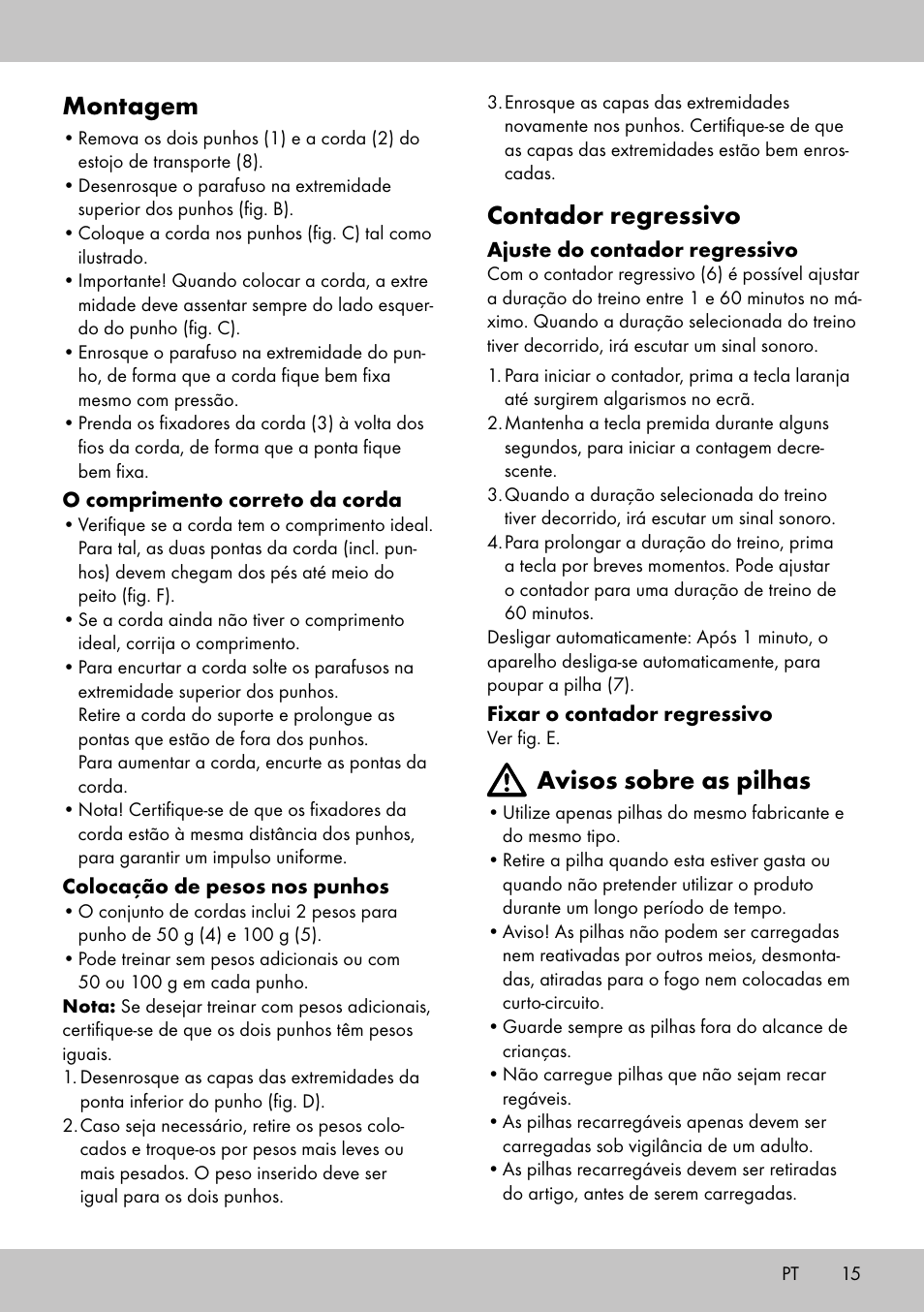 Montagem, Contador regressivo, Avisos sobre as pilhas | Crivit SP-1998 User Manual | Page 15 / 28