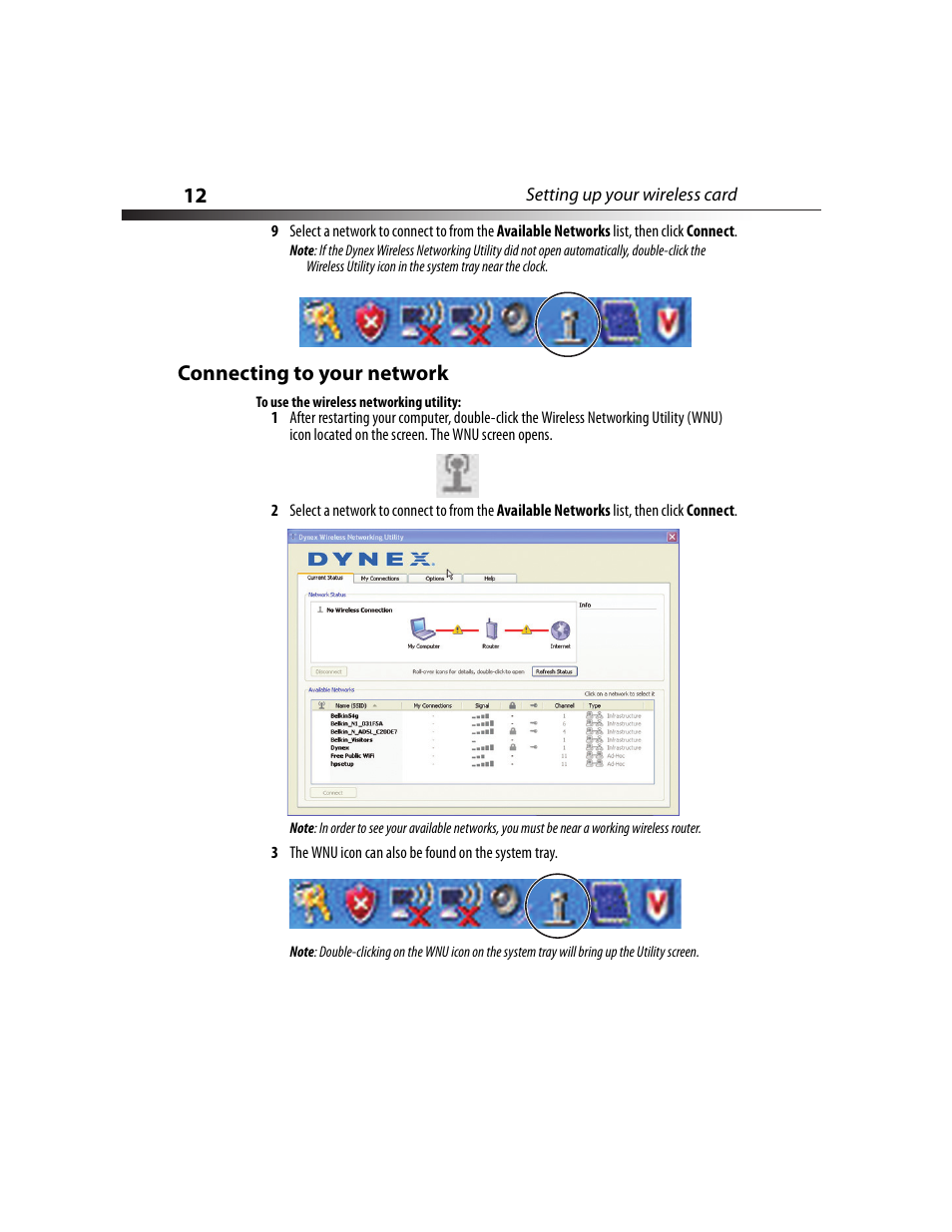 Connecting to your network | Dynex DX-NNBC User Manual | Page 12 / 33