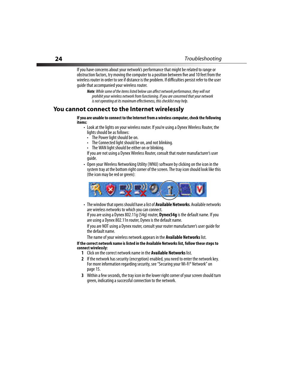 You cannot connect to the internet wirelessly | Dynex DX-NNBC User Manual | Page 24 / 33