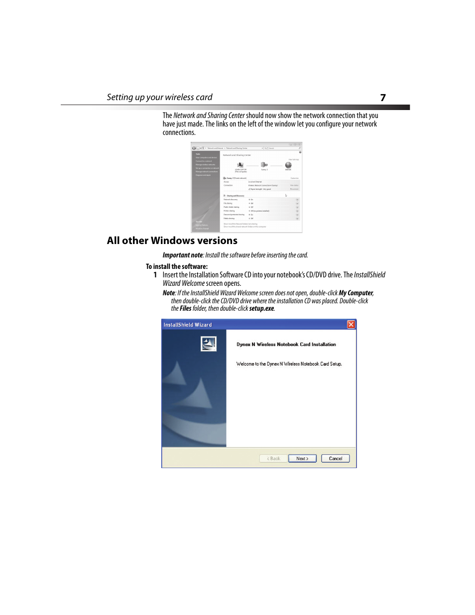 All other windows versions | Dynex DX-NNBC User Manual | Page 7 / 33