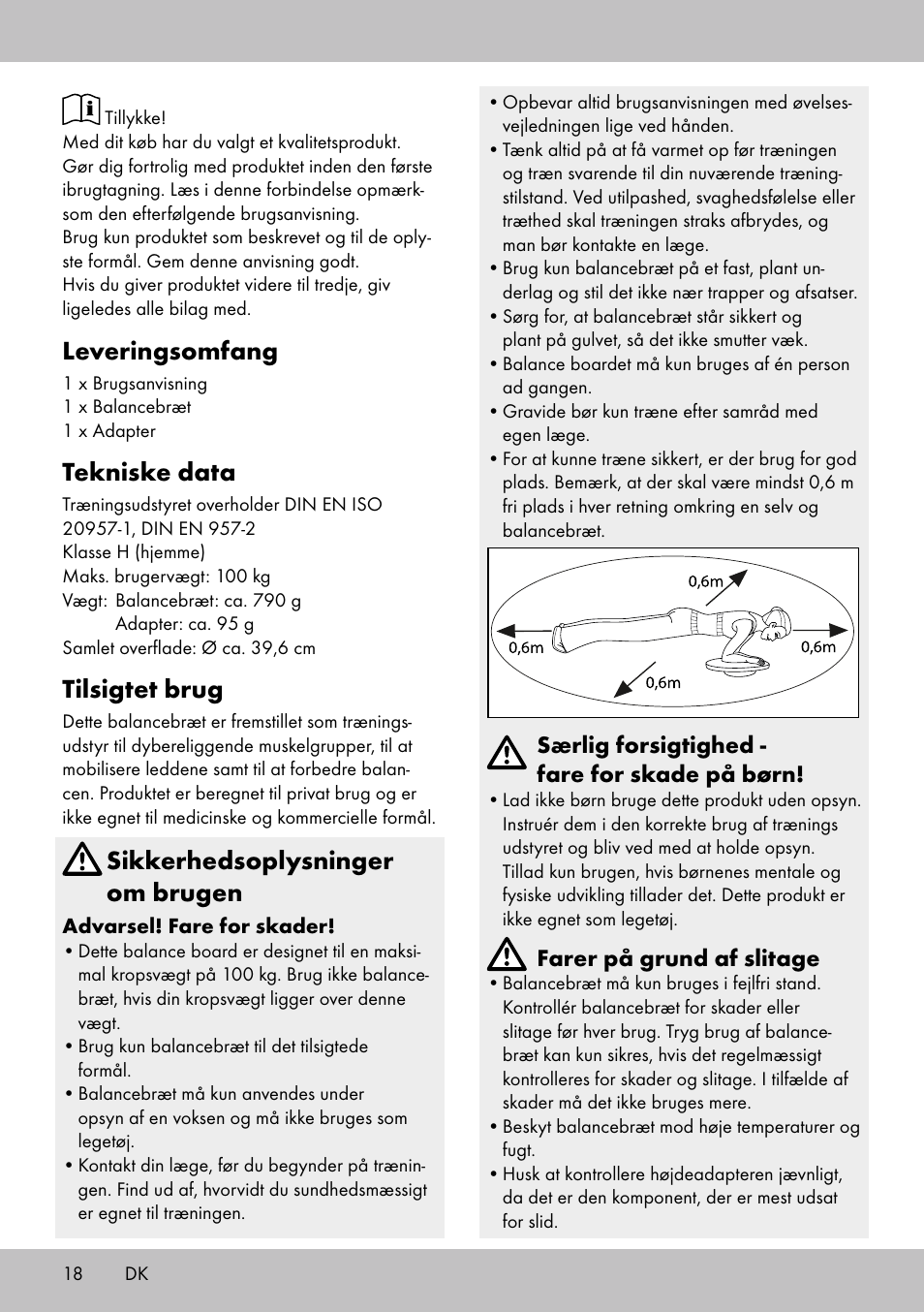 Leveringsomfang, Tekniske data, Tilsigtet brug | Sikkerhedsoplysninger om brugen | Crivit BB-1789 User Manual | Page 18 / 36