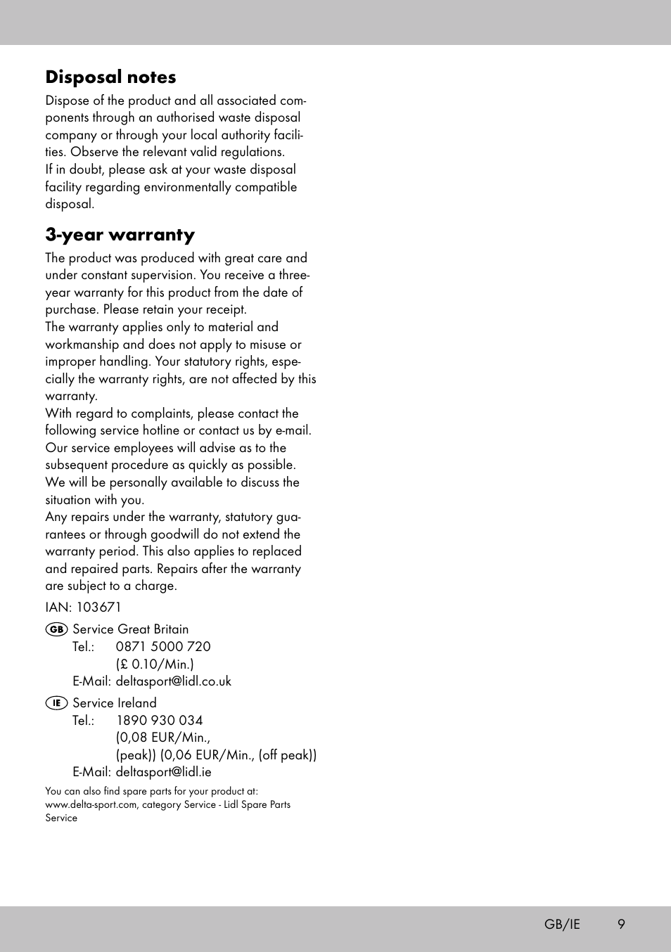 Year warranty | Crivit BB-1789 User Manual | Page 9 / 36