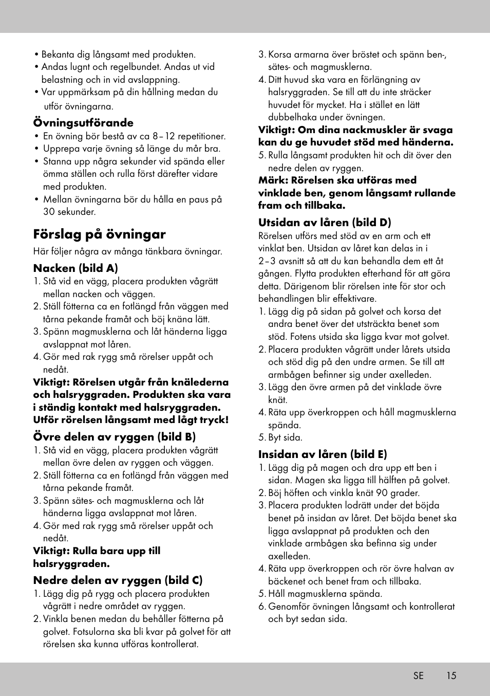 Förslag på övningar | Crivit BB-2035 User Manual | Page 13 / 34
