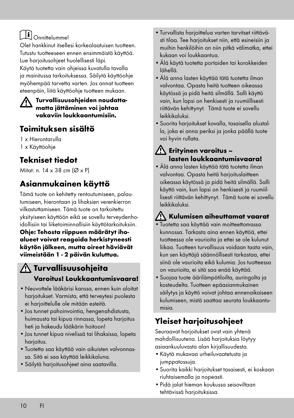 Toimituksen sisältö, Tekniset tiedot, Asianmukainen käyttö | Turvallisuusohjeita, Yleiset harjoitusohjeet | Crivit BB-2035 User Manual | Page 8 / 34