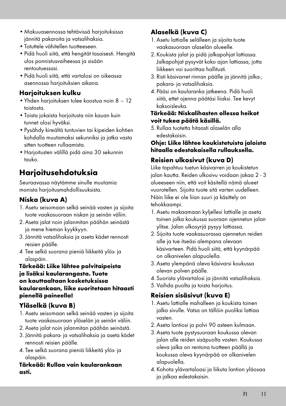 Harjoitusehdotuksia | Crivit BB-2035 User Manual | Page 9 / 34