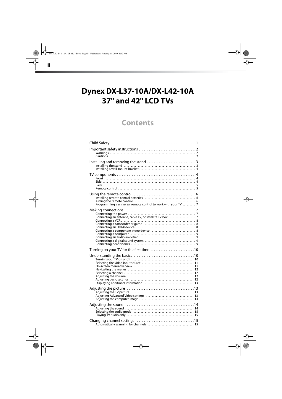 Dynex DX-L37-10A User Manual | Page 2 / 36