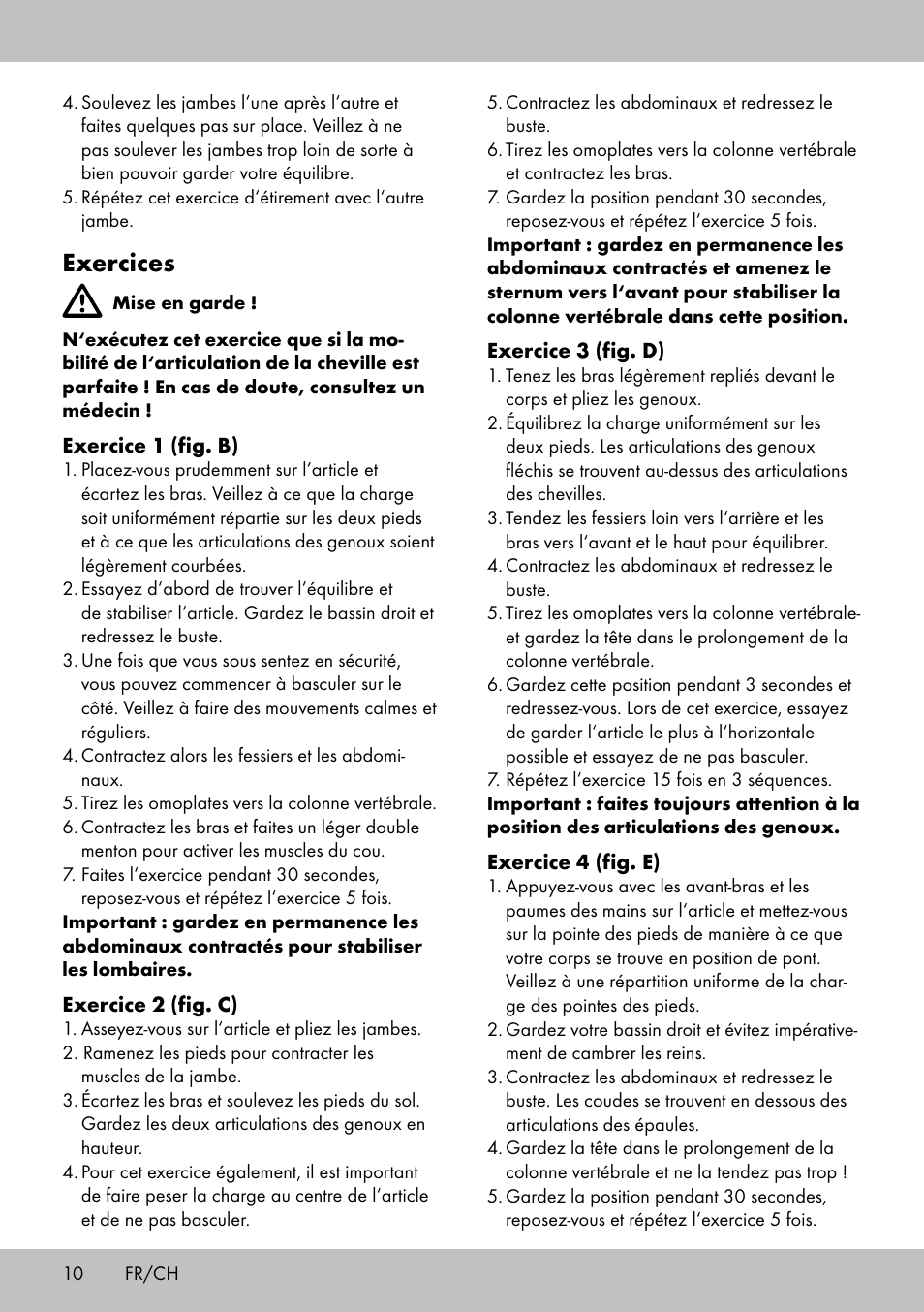 Exercices | Crivit BB-1789 User Manual | Page 10 / 20