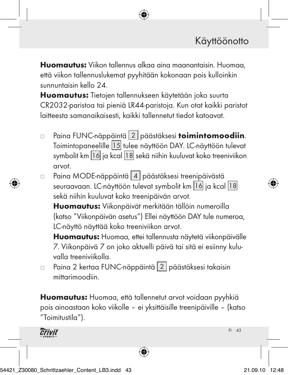 Käyttöönotto | Crivit Z30080 User Manual | Page 41 / 94
