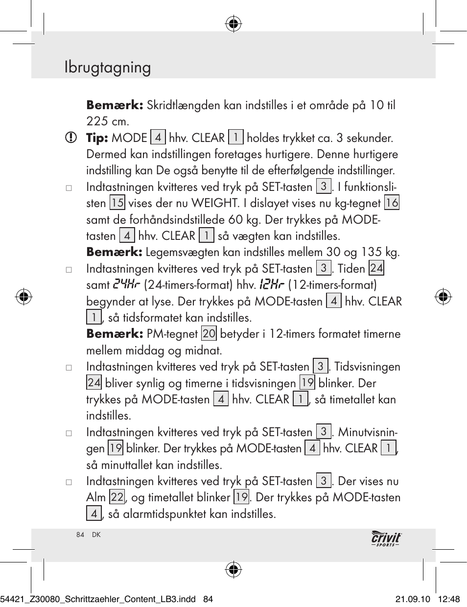 Ibrugtagning | Crivit Z30080 User Manual | Page 82 / 94