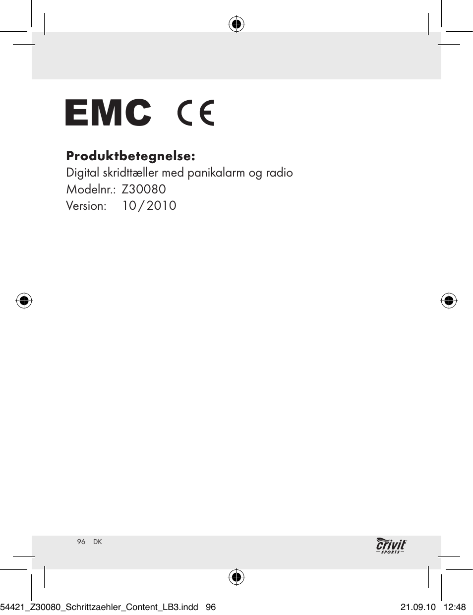 Crivit Z30080 User Manual | Page 94 / 94