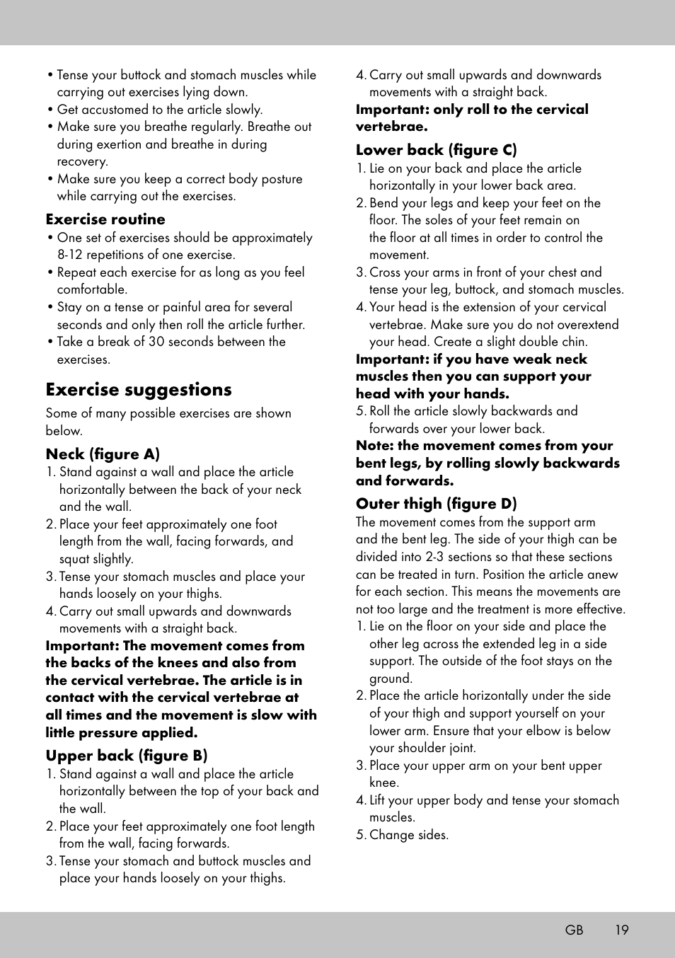 Exercise suggestions | Crivit BB-2035 User Manual | Page 17 / 22