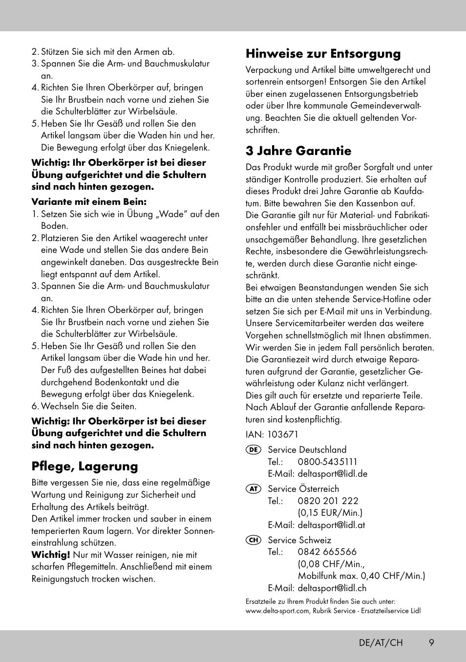 Pflege, lagerung, Hinweise zur entsorgung, 3 jahre garantie | Crivit BB-2035 User Manual | Page 7 / 22