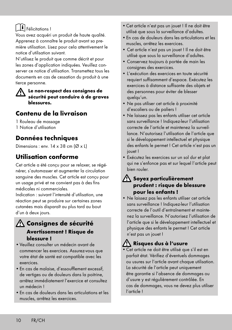 Contenu de la livraison, Données techniques, Utilisation conforme | Consignes de sécurité | Crivit BB-2035 User Manual | Page 8 / 22