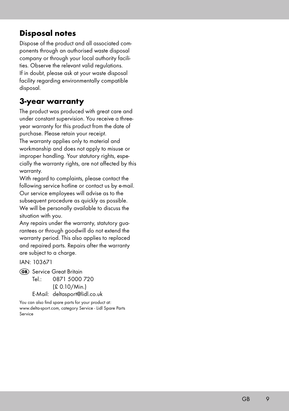 Year warranty | Crivit BB-1789 User Manual | Page 9 / 36