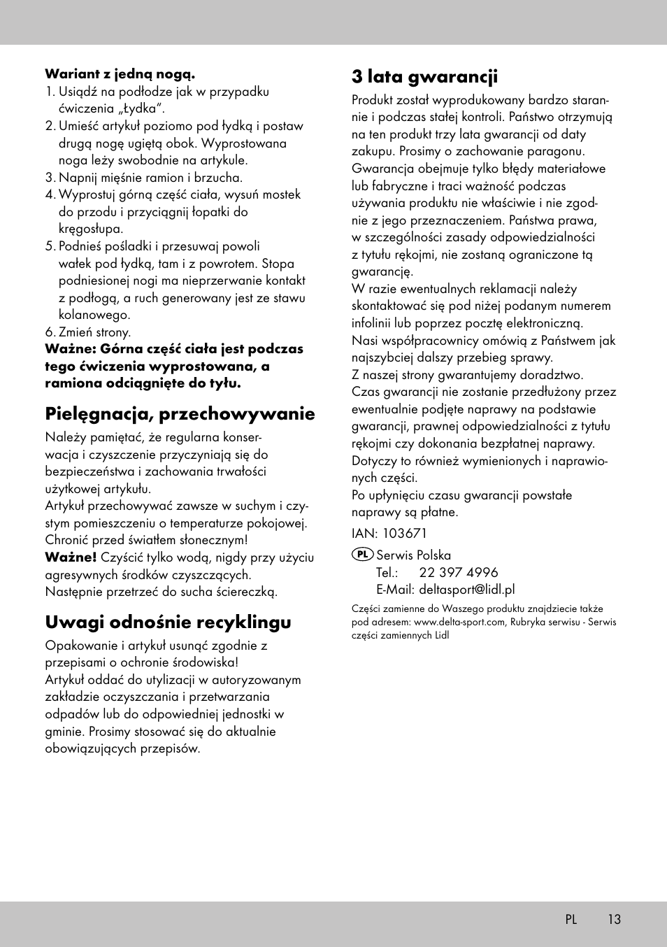 3 lata gwarancji, Pielęgnacja, przechowywanie, Uwagi odnośnie recyklingu | Crivit BB-2035 User Manual | Page 11 / 34