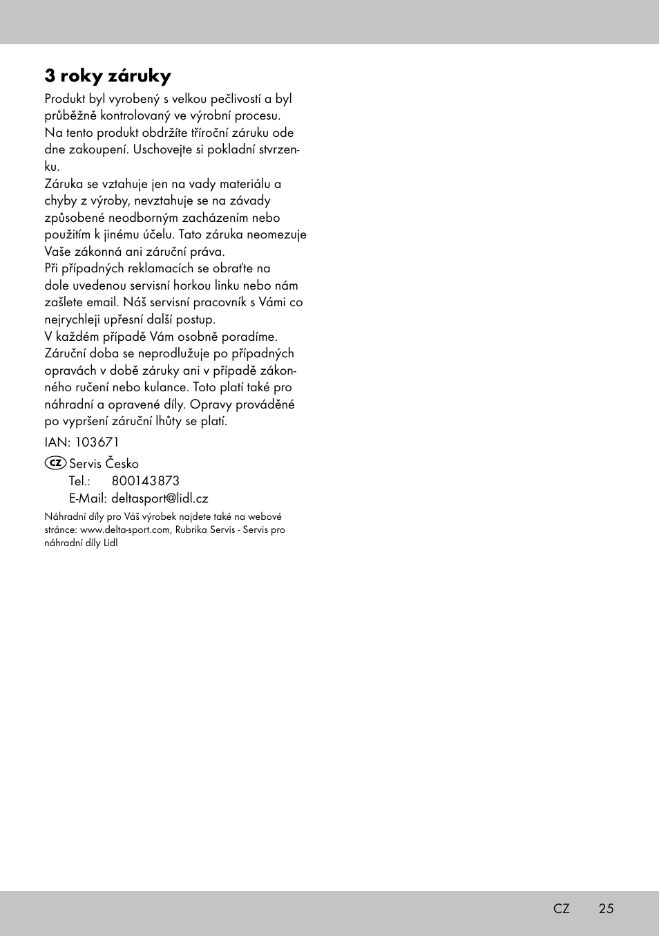 3 roky záruky | Crivit BB-2035 User Manual | Page 23 / 34