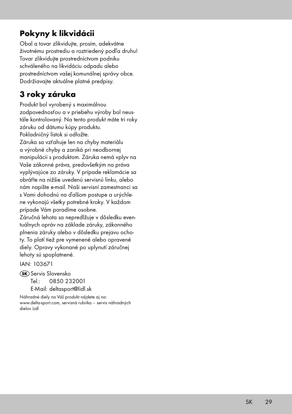 Pokyny k likvidácii, 3 roky záruka | Crivit BB-2035 User Manual | Page 27 / 34