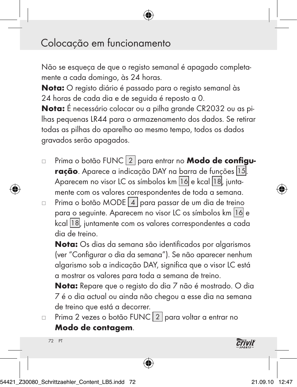 Colocação em funcionamento | Crivit Z30080 User Manual | Page 70 / 102