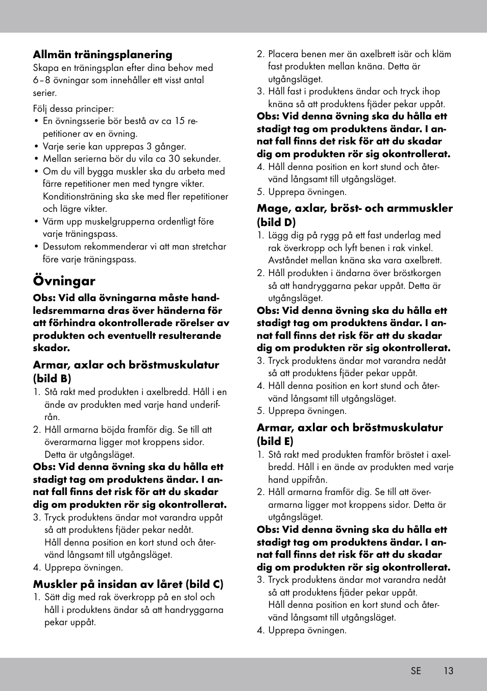 Övningar | Crivit FH-2006 User Manual | Page 13 / 32