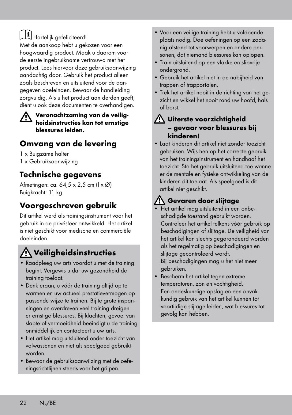 Omvang van de levering, Technische gegevens, Voorgeschreven gebruik | Veiligheidsinstructies | Crivit FH-2006 User Manual | Page 22 / 32