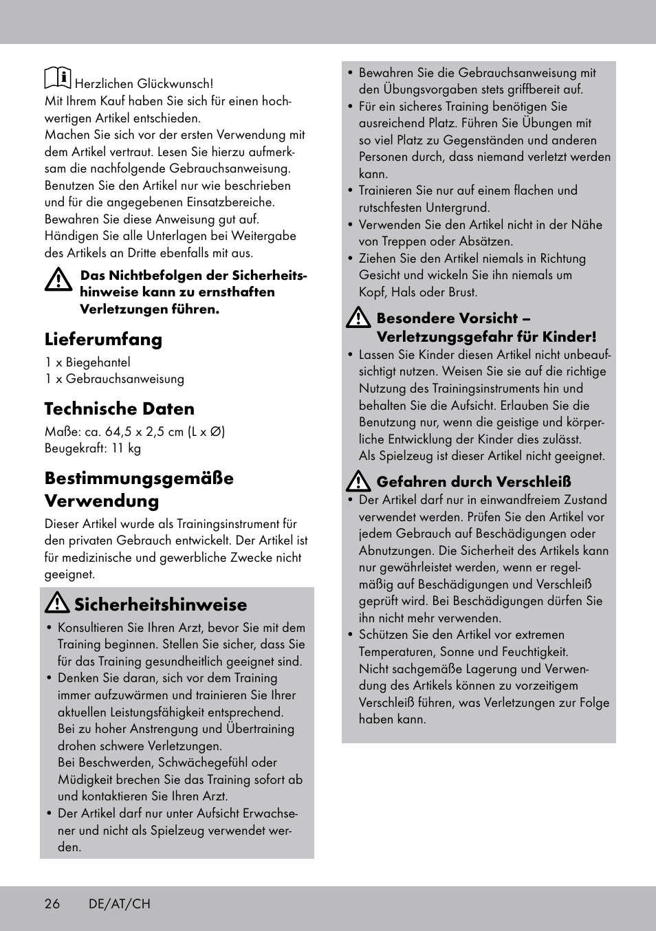 Lieferumfang, Technische daten, Bestimmungsgemäße verwendung | Sicherheitshinweise | Crivit FH-2006 User Manual | Page 26 / 32