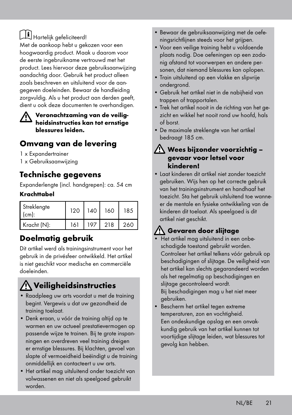 Omvang van de levering, Technische gegevens, Doelmatig gebruik | Veiligheidsinstructies | Crivit ET-2008 User Manual | Page 21 / 28