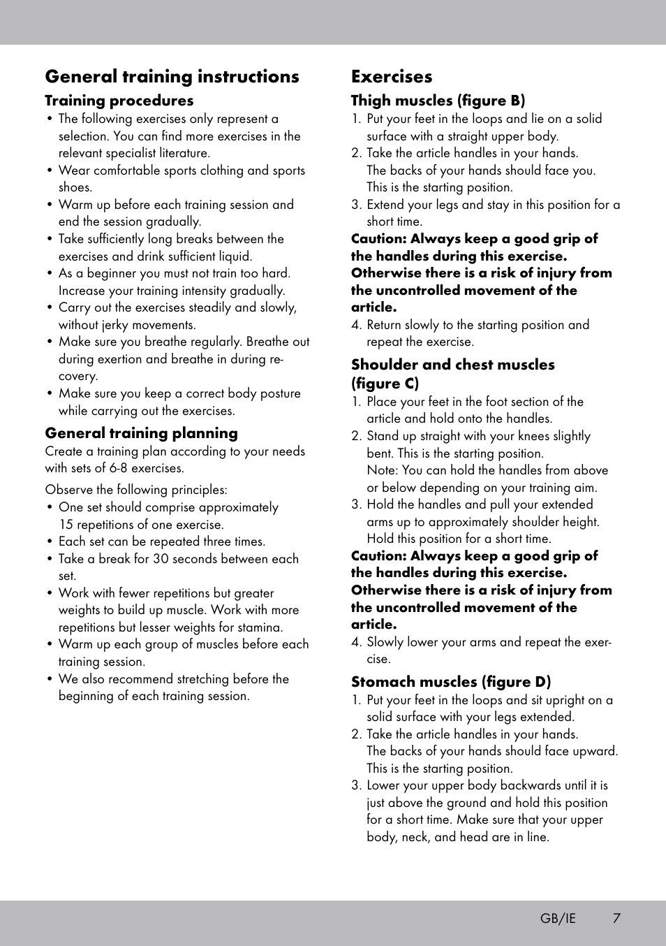 General training instructions, Exercises | Crivit ET-2008 User Manual | Page 7 / 28