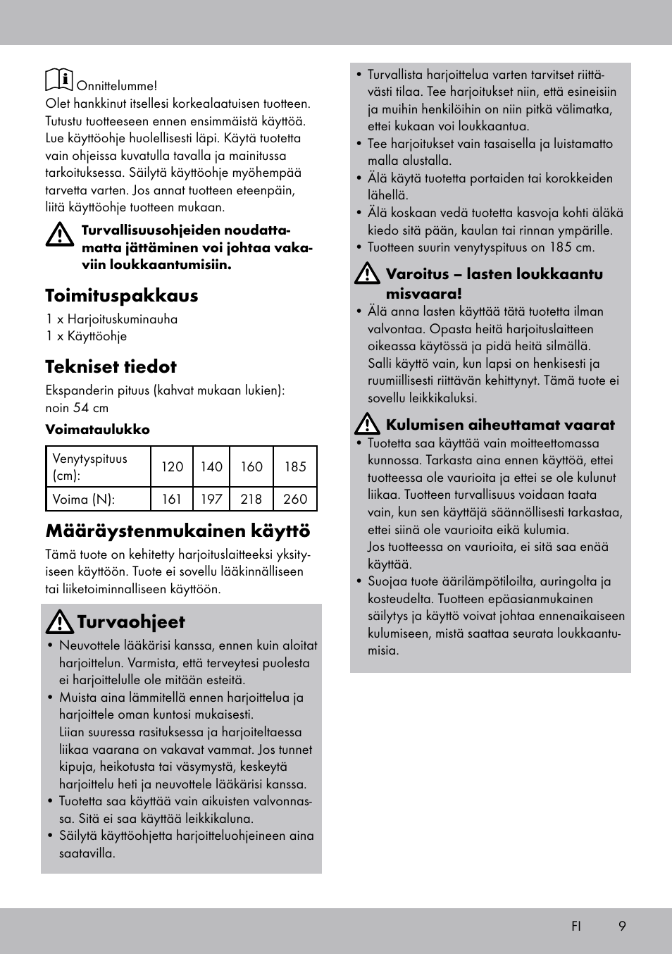 Toimituspakkaus, Tekniset tiedot, Määräystenmukainen käyttö | Turvaohjeet | Crivit ET-2008 User Manual | Page 9 / 28