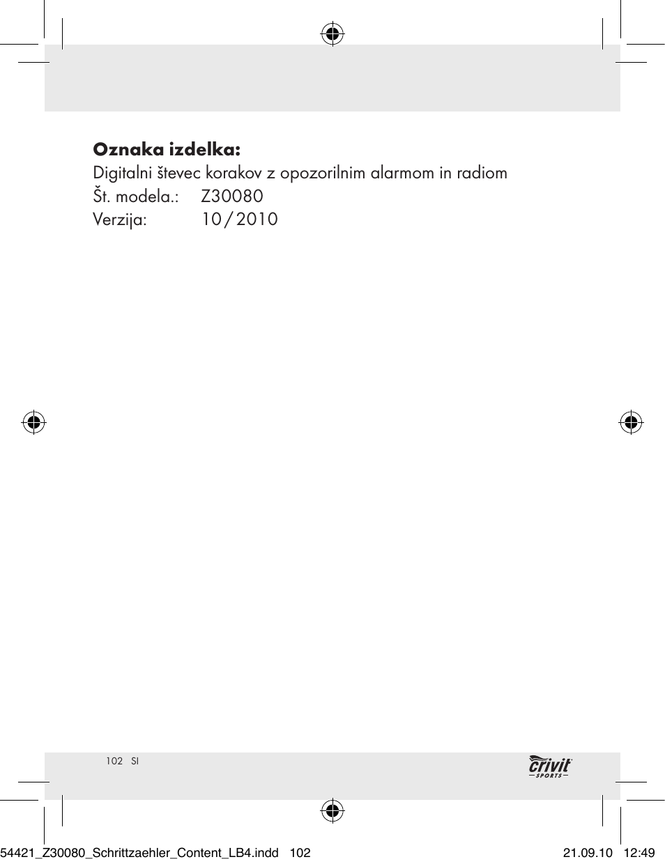 Crivit Z30080 User Manual | Page 100 / 147