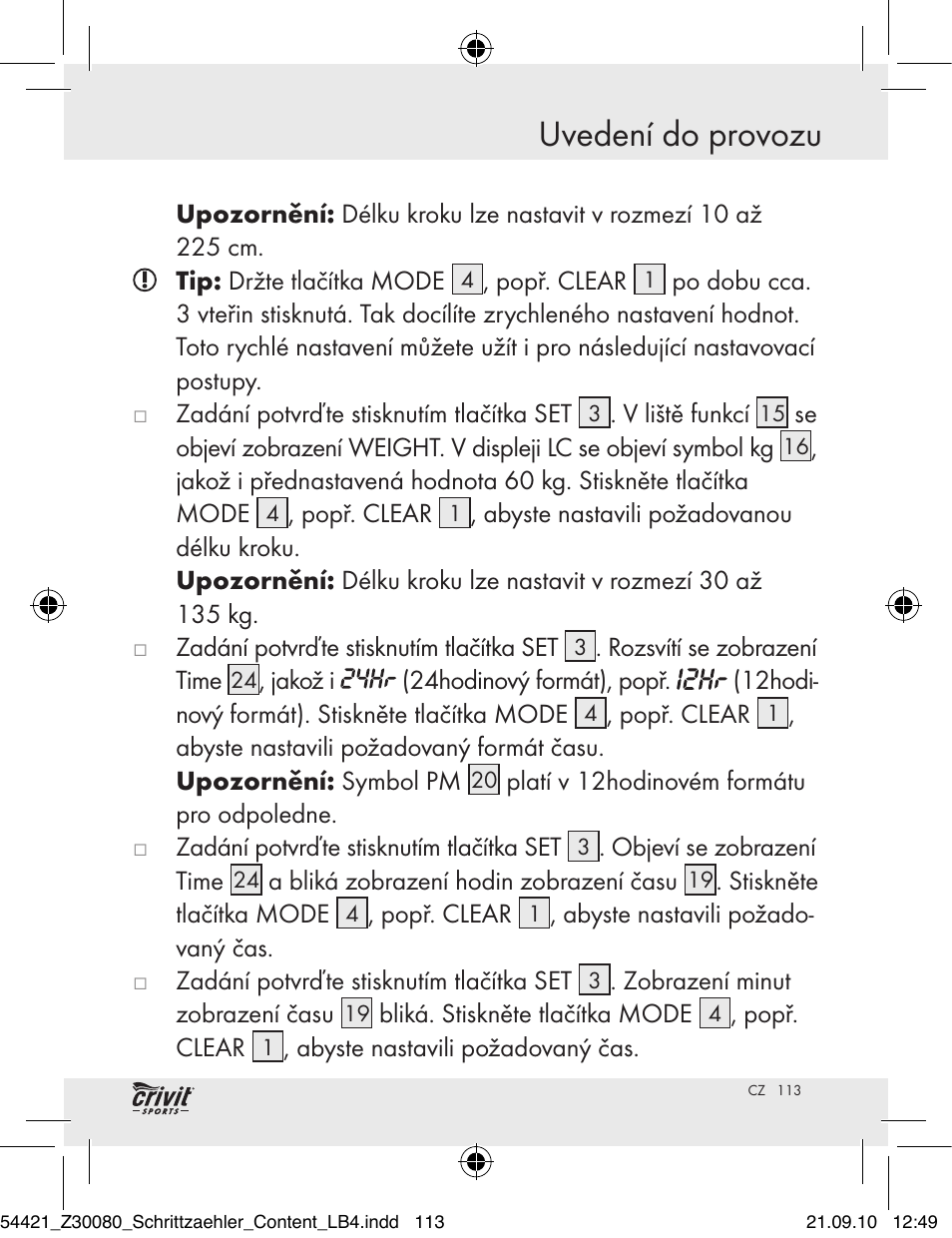 Uvedení do provozu | Crivit Z30080 User Manual | Page 111 / 147