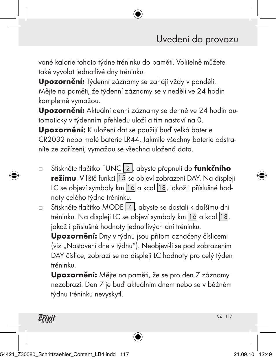 Uvedení do provozu | Crivit Z30080 User Manual | Page 115 / 147