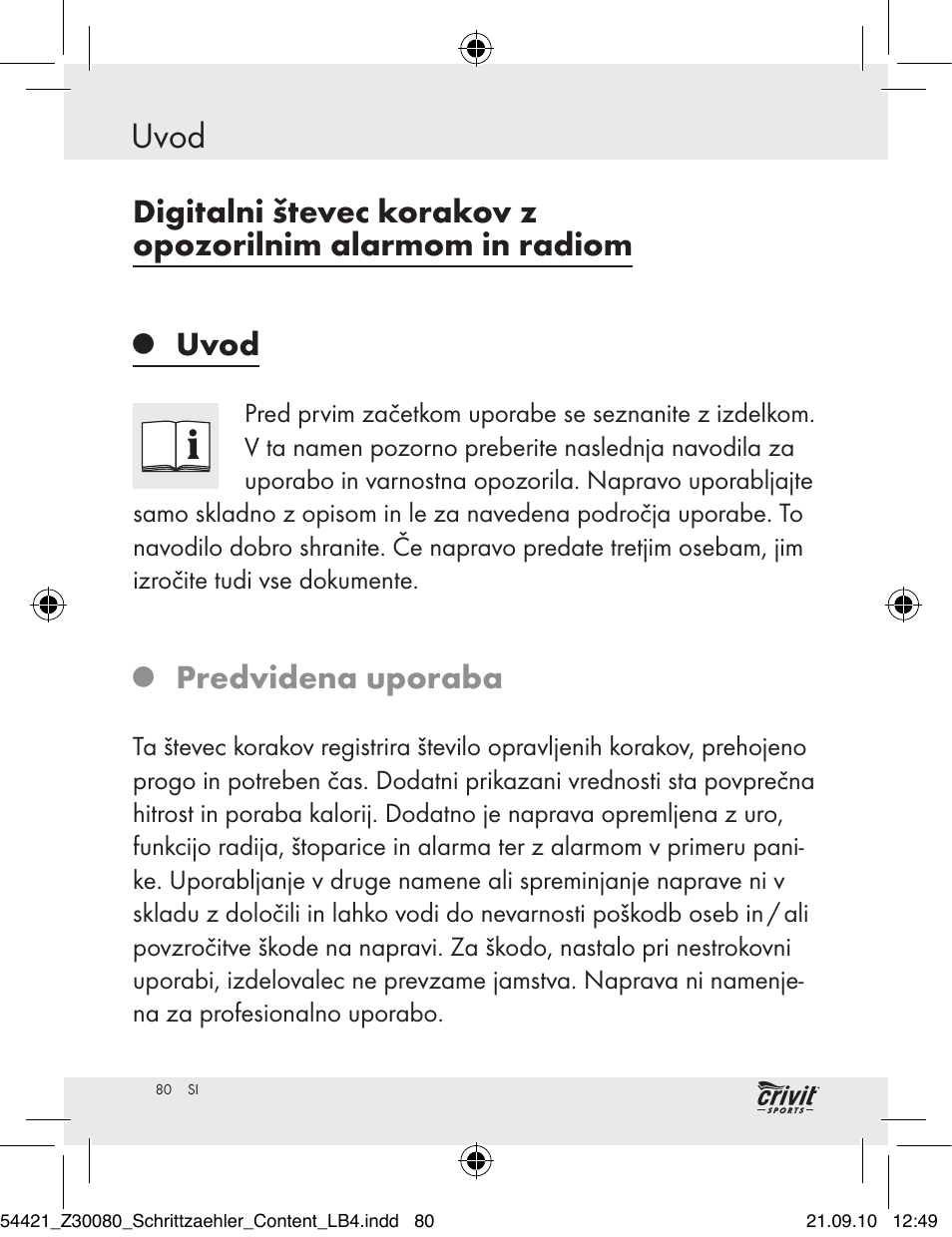 Uvod, Predvidena uporaba | Crivit Z30080 User Manual | Page 78 / 147