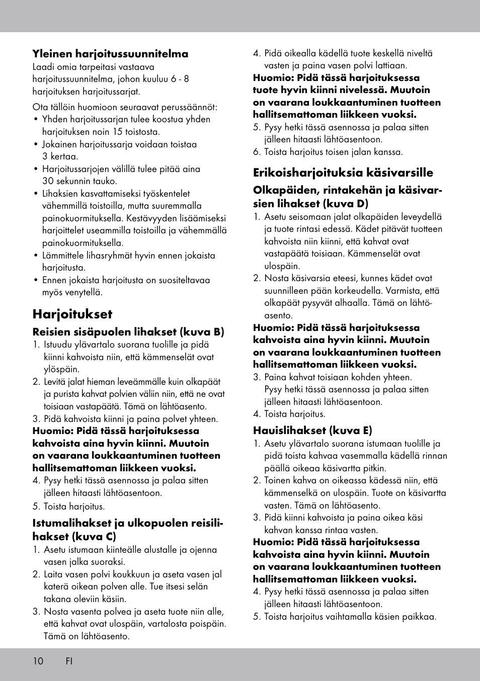 Harjoitukset, Erikoisharjoituksia käsivarsille | Crivit OT-2007 User Manual | Page 10 / 32