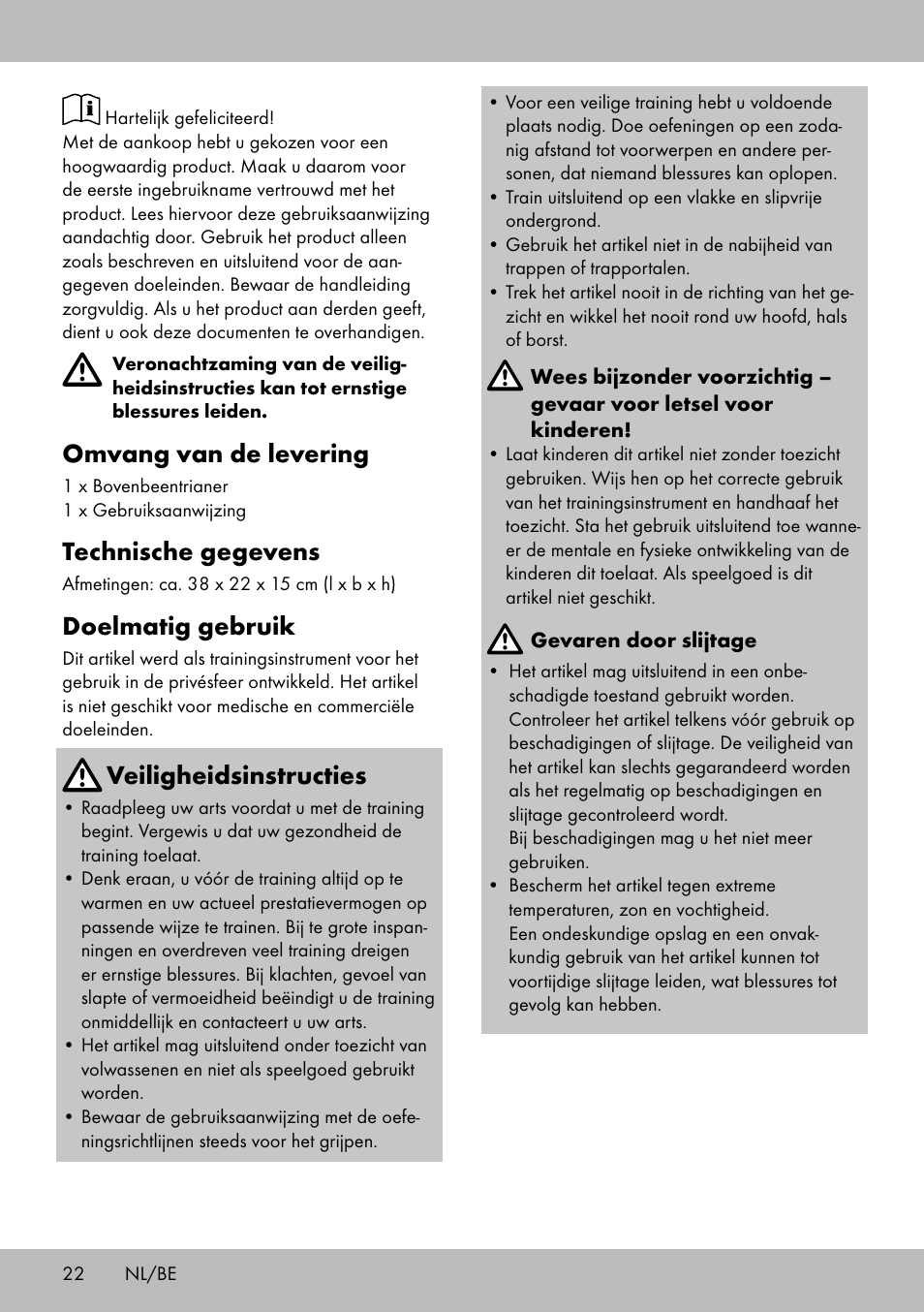 Omvang van de levering, Technische gegevens, Doelmatig gebruik | Veiligheidsinstructies | Crivit OT-2007 User Manual | Page 22 / 32