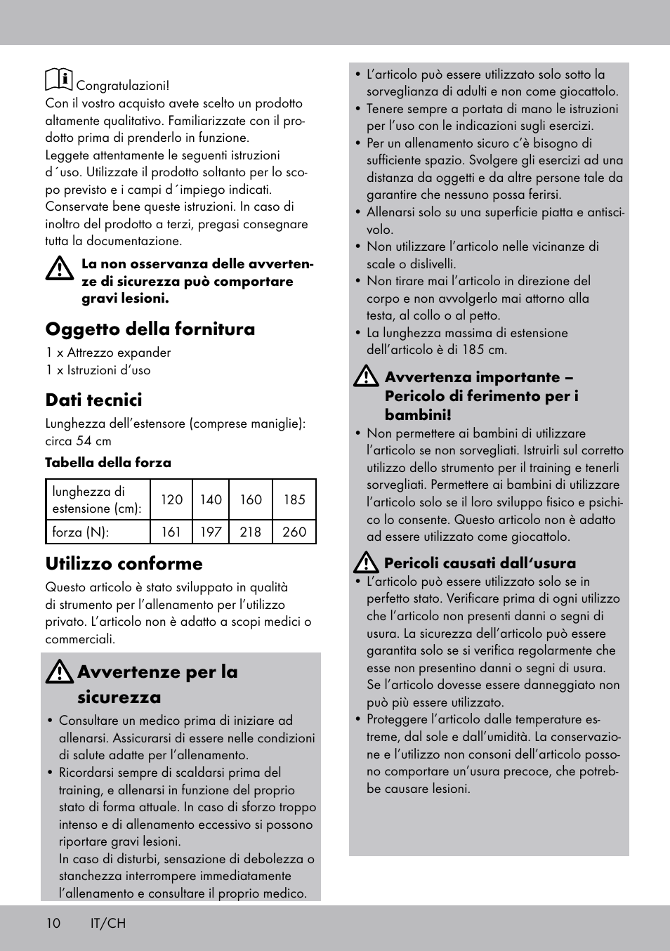 Oggetto della fornitura, Dati tecnici, Utilizzo conforme | Avvertenze per la sicurezza | Crivit ET-2008 User Manual | Page 10 / 16