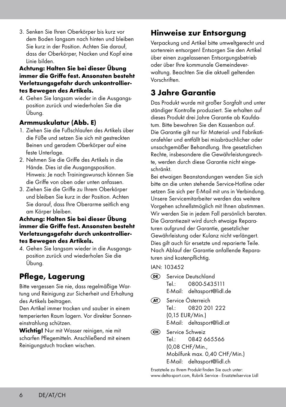 Pflege, lagerung, Hinweise zur entsorgung, 3 jahre garantie | Crivit ET-2008 User Manual | Page 6 / 16
