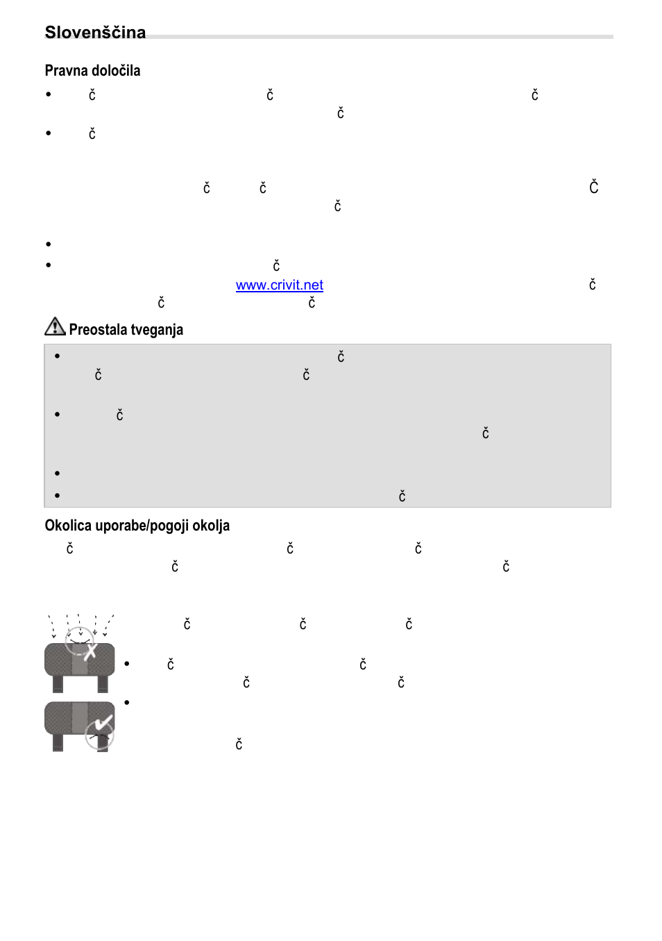 7bpravna določila, 8b preostala tveganja, 9bokolica uporabe/pogoji okolja | Crivit BS-210 User Manual | Page 16 / 36