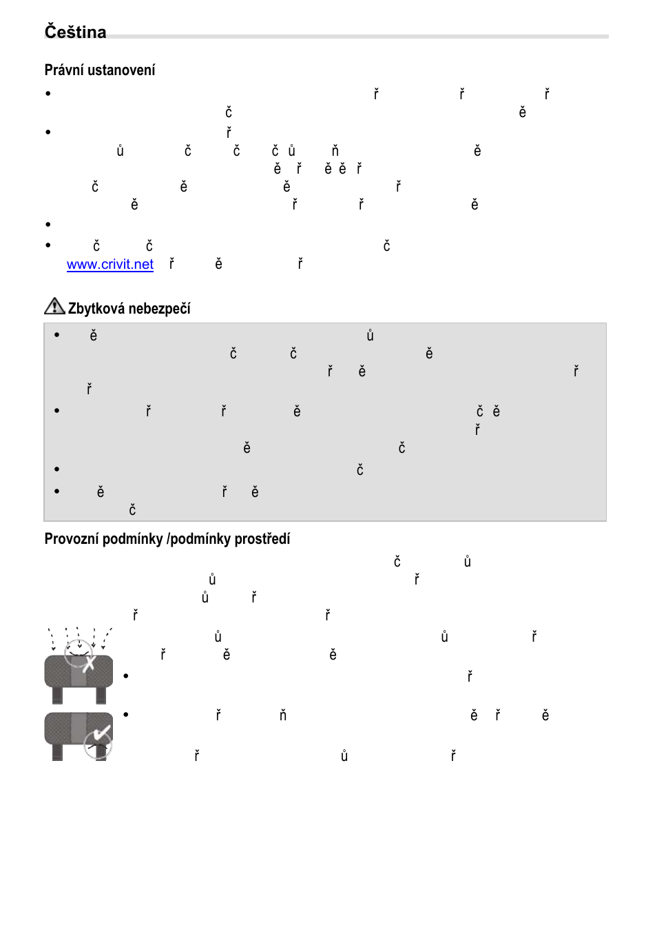 Právní ustanovení, 8b zbytková nebezpečí, Provozní podmínky /podmínky prostředí | Crivit BS-210 User Manual | Page 20 / 36