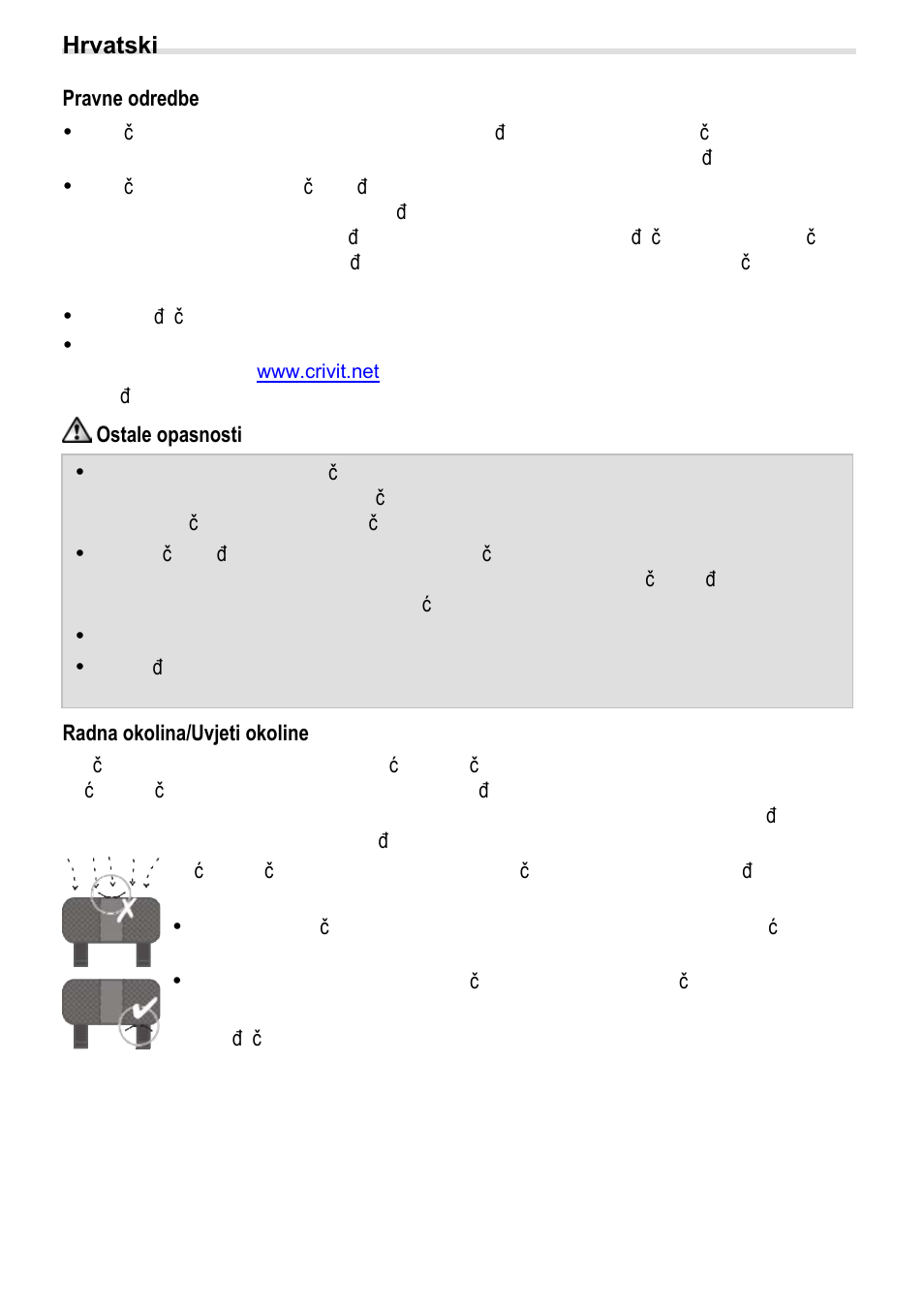 7bpravne odredbe, 8b ostale opasnosti, 9bradna okolina/uvjeti okoline | Crivit BS-210 User Manual | Page 28 / 36