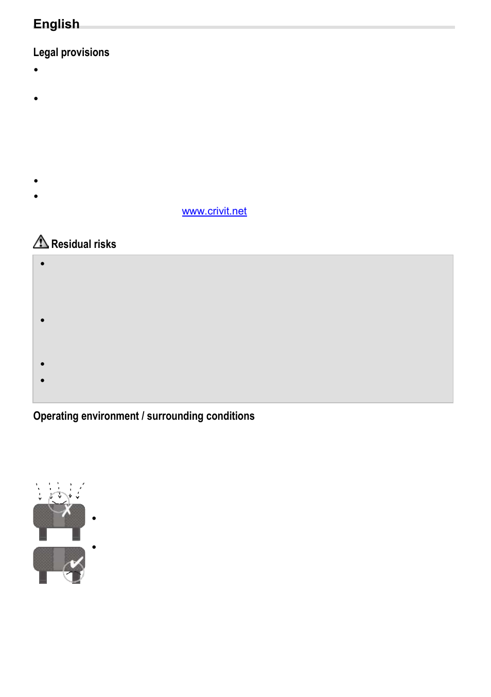 7blegal provisions, 8b residual risks, 9boperating environment / surrounding conditions | Crivit BS-210 User Manual | Page 4 / 36