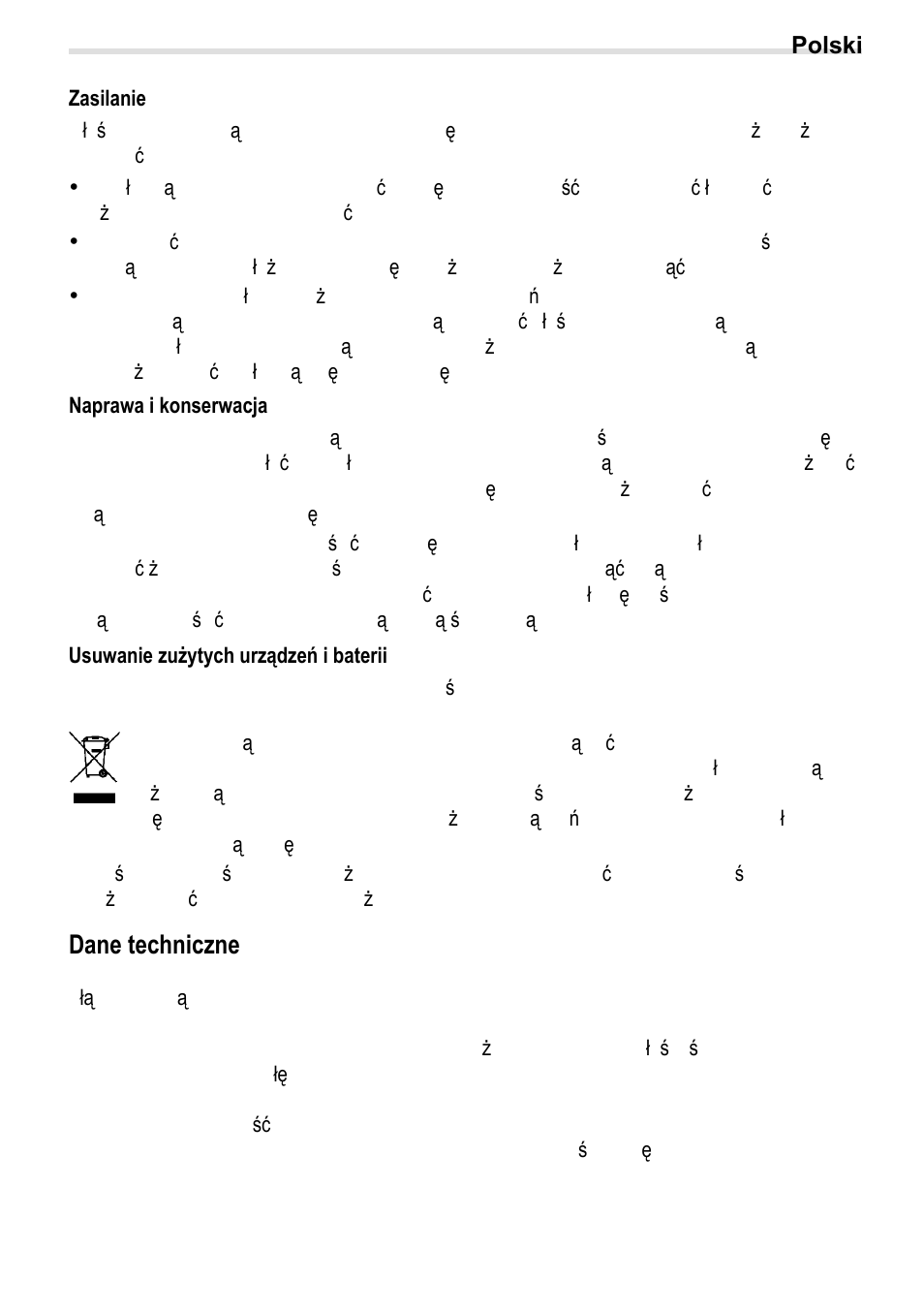 10bzasilanie, 11bnaprawa i konserwacja, 12busuwanie zużytych urządzeń i baterii | Dane techniczne | Crivit BS-210 User Manual | Page 9 / 36