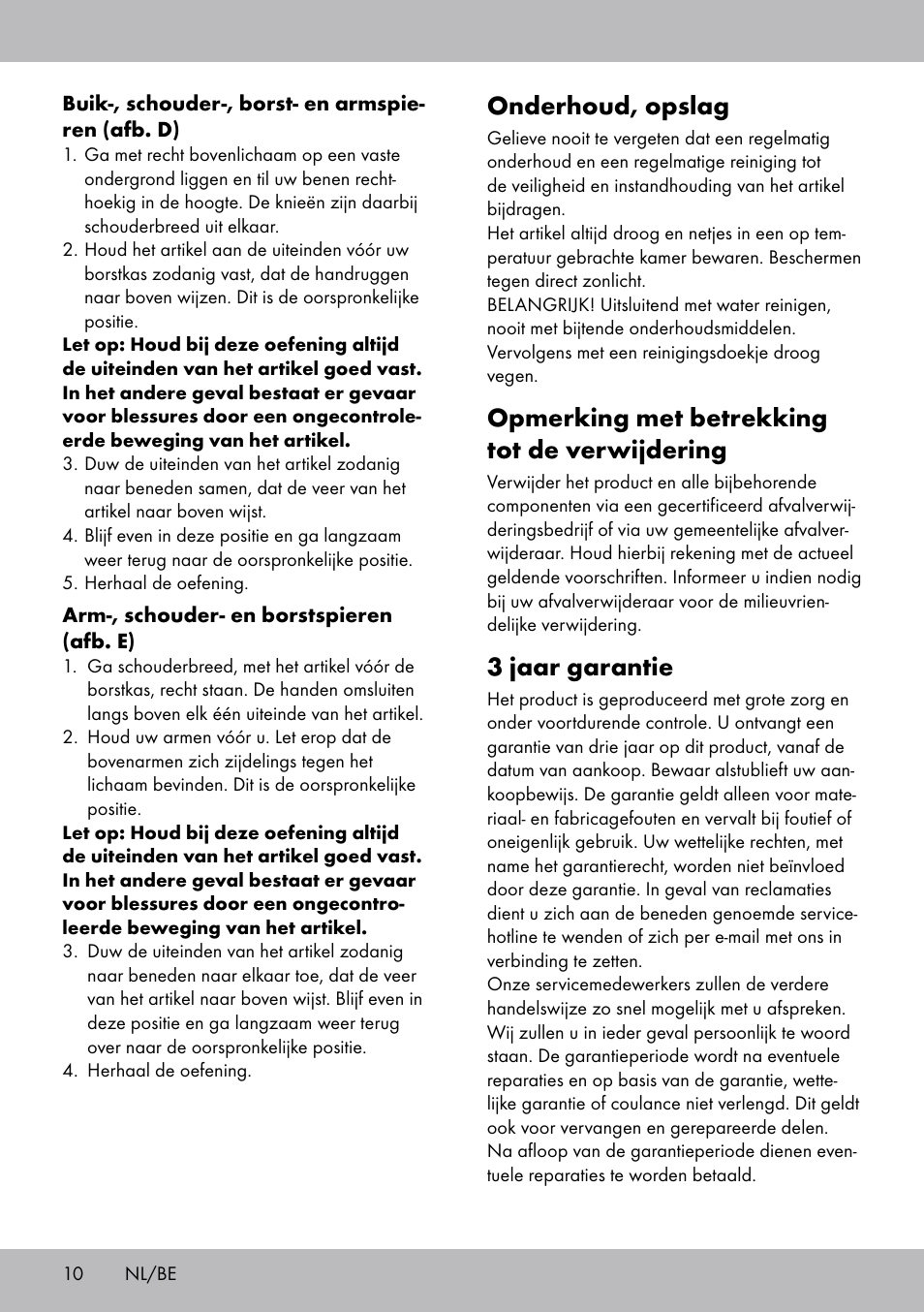 Onderhoud, opslag, Opmerking met betrekking tot de verwijdering, 3 jaar garantie | Crivit FH-2006 User Manual | Page 10 / 20