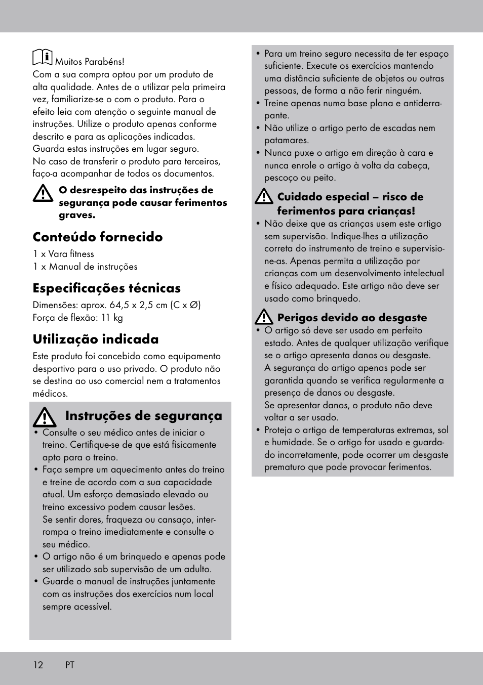 Conteúdo fornecido, Especificações técnicas, Utilização indicada | Instruções de segurança | Crivit FH-2006 User Manual | Page 12 / 24