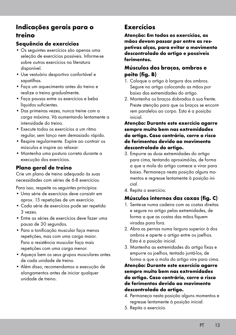 Indicações gerais para o treino, Exercícios | Crivit FH-2006 User Manual | Page 13 / 24