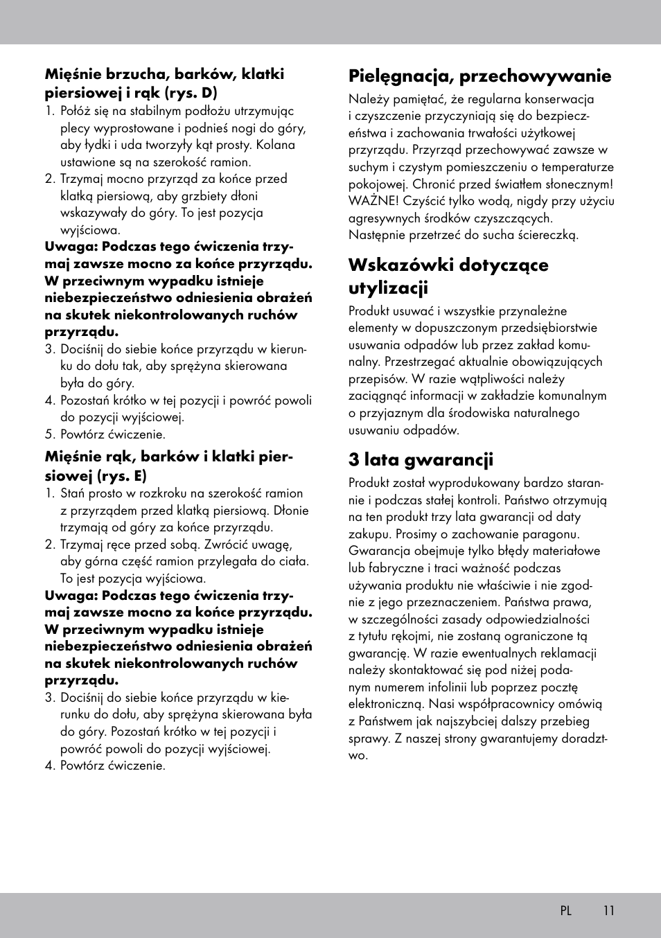 Pielęgnacja, przechowywanie, Wskazówki dotyczące utylizacji, 3 lata gwarancji | Crivit FH-2006 User Manual | Page 11 / 32