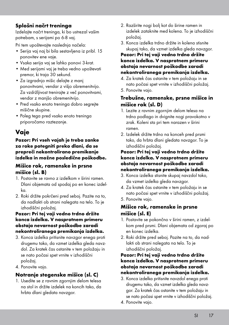 Vaje | Crivit FH-2006 User Manual | Page 17 / 32