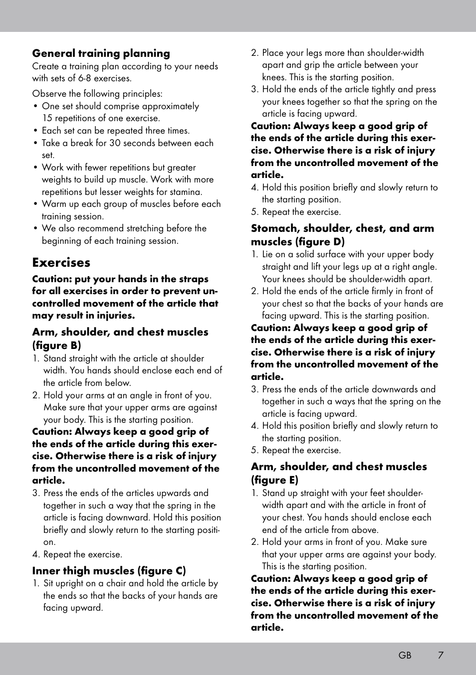 Exercises | Crivit FH-2006 User Manual | Page 7 / 32