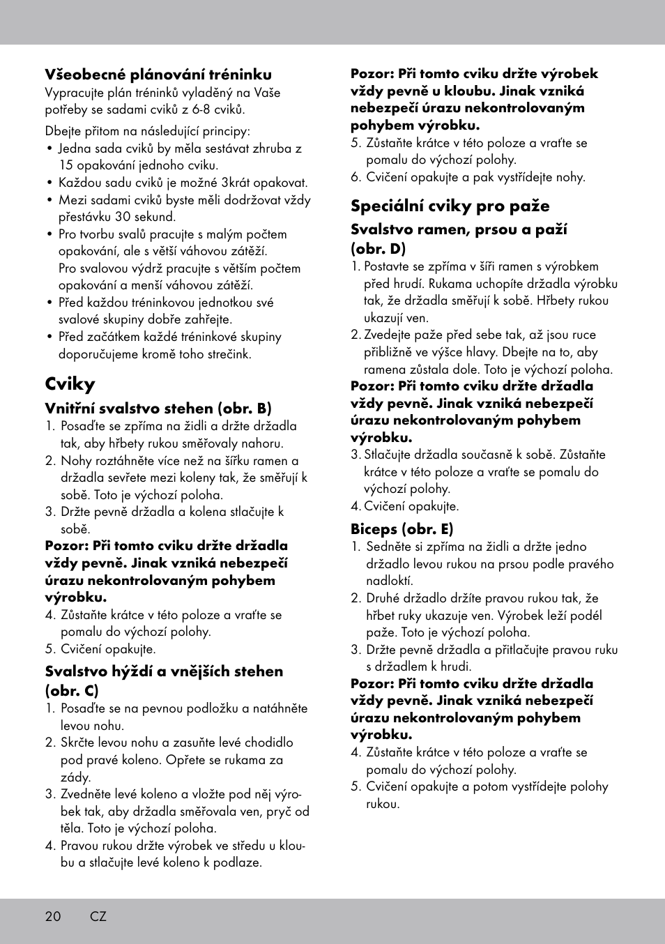 Cviky, Speciální cviky pro paže | Crivit OT-2007 User Manual | Page 20 / 32